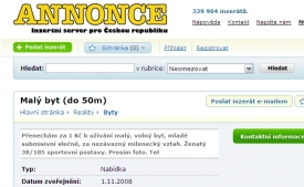 Inzerát z Annonce.cz.