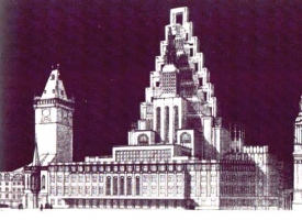 Pyramidální návrh na dostavbu architekta Gočára.