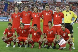 Rakouská fotbalová reprezentace před zápasem skupiny B proti Polsku.