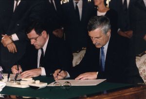 Vladimír Mečiar s Václavem Klausem v roce 1993