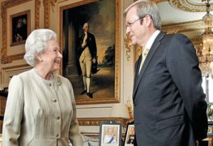 Australský premiér Rudd a britská královna Alžběta II.