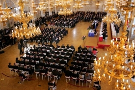 První prezidentská volba probíhala ve Španělském sále Pražského hradu.