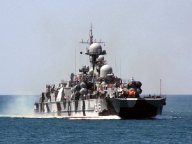 Raketová loď Samum na vzdušném polštáři - Černomořská flotila.