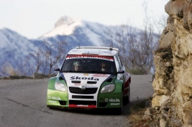 Nová Škoda Fabia S2000 během Rally Monte Carlo.