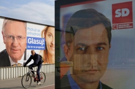 Volební plakáty v hlavním městě Lublani.