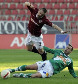 Momentka z utkání Sparta - Rapid Vídeň 0:0.