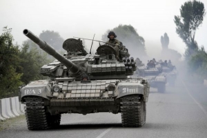 Gruzínský tank směřuje do nitra Osetie.