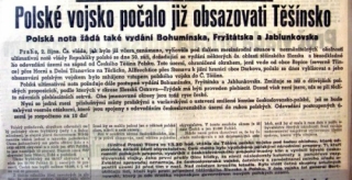 Polská vojska obsazují Těšínsko.