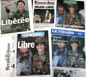 Titulní stránky francouzského tisku zaplnilo osvobození Betancourtové.