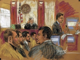 Pětice muslimů před soudem v New Jersey.