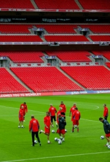 Ve Wembley trénuje česká fotbalová reprezentace.