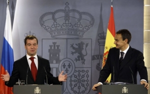Medveděv se španělským premiérem Zapaterem.
